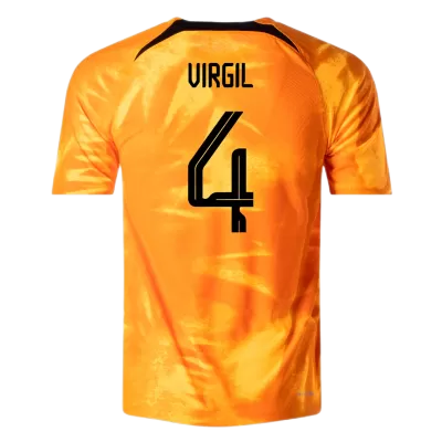 VIRGIL #4 Netherlands Home Authentic Jersey World Cup 2022 Men - myjersey