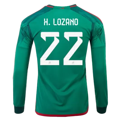 H.LOZANO #22 Mexico Home Long Sleeve Soccer Jersey 2022 Men - myjersey