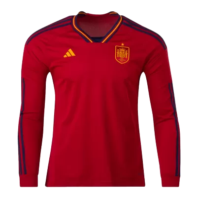 Spain Home Long Sleeve Soccer Jersey 2022 Men - myjersey