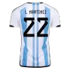 L. MARTINEZ #22 Argentina Three Stars Home Jersey 2022 Men - myjersey