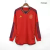 Spain Home Long Sleeve Soccer Jersey 2022 Men - myjersey