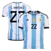 L. MARTINEZ #22 Argentina Three Stars Home Jersey 2022 Men - myjersey