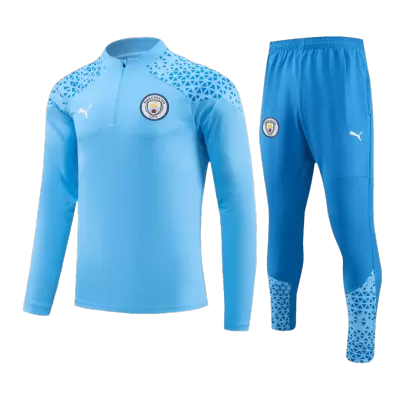 Manchester City 1/4 Zip Tracksuit 2023/24 Kids Blue - myjersey