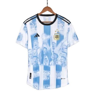 Argentina Three Stars Home Commemorative Authentic Jersey World Cup 2022 Men - myjersey