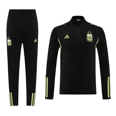 Argentina 3 Stars 1/4 Zip Tracksuit 2023/24 Black - myjersey