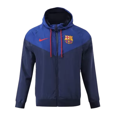 Barcelona Hoodie Windbreaker Jacket 2023/24 Men - Navy - myjersey