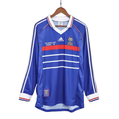 France Home Long Sleeve Soccer Jersey 1998 Men - myjersey